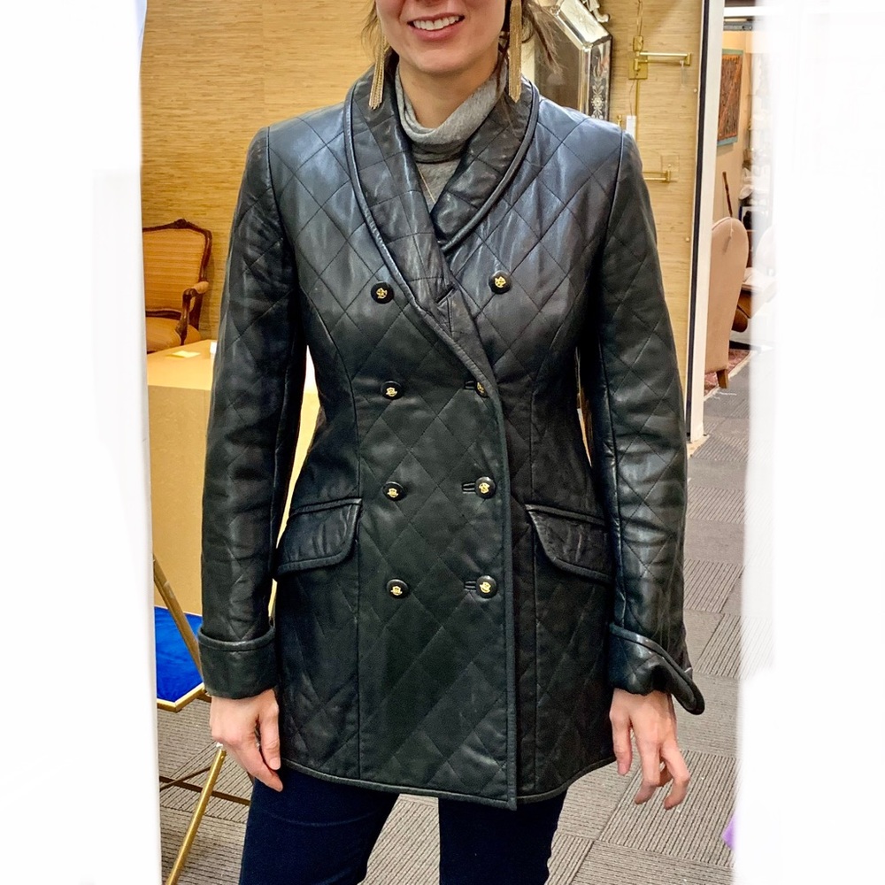 WATHNE Quilted Black Leather DB Jacket 4